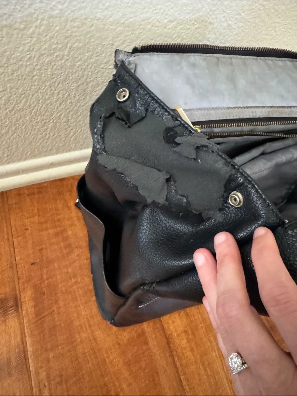 Freshly Picked Black Faux Leather Diaper Backpack